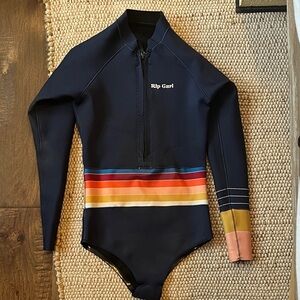 Rip Curl Navy Wetsuit retro Colorful Stripe women size 6/10